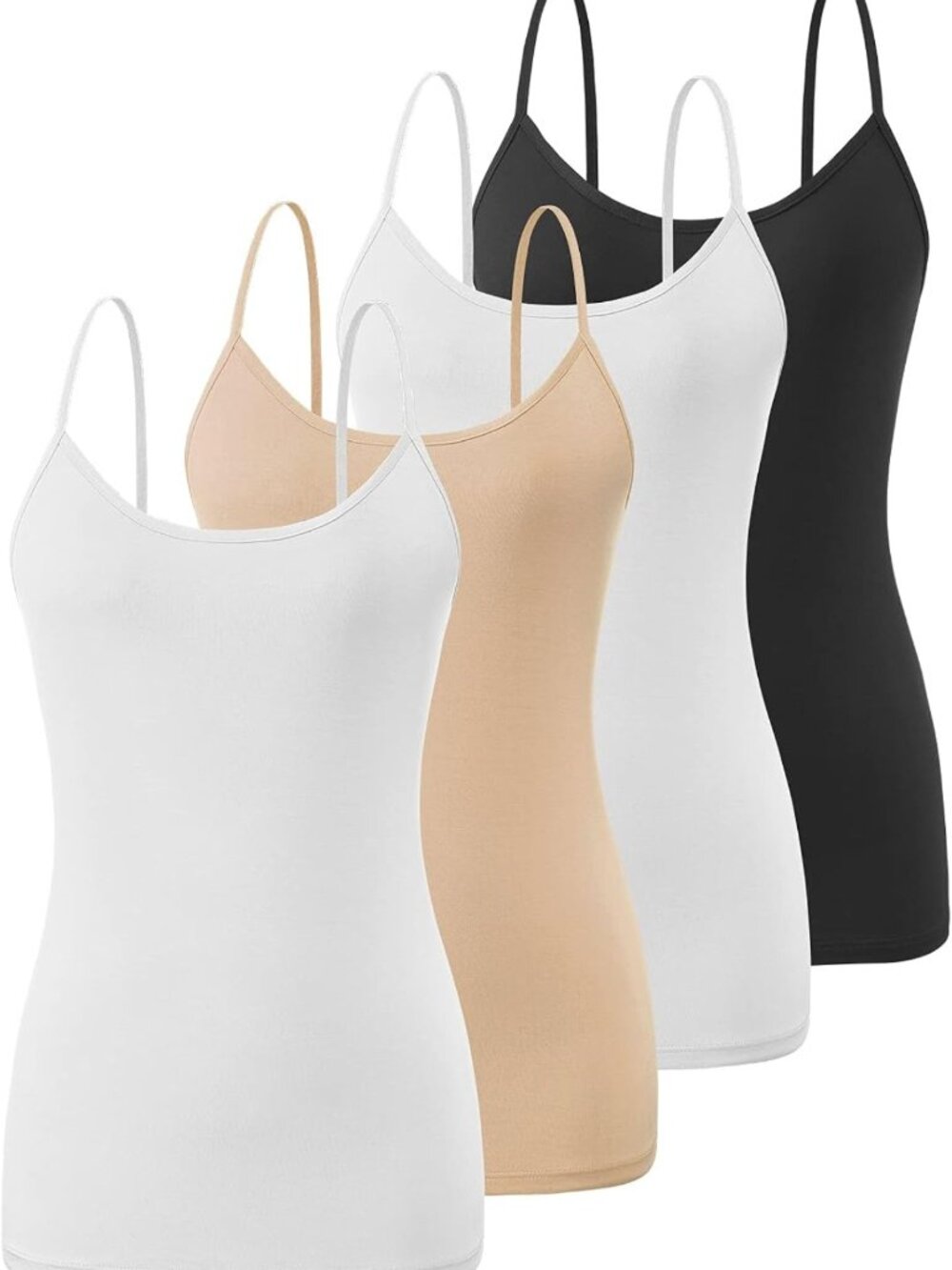 4 Pack Women's Basic Camisole Tops - Soft Undershirts for Layering & Comfort